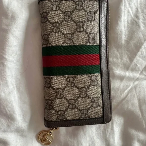 Gucci Signature Brown and Green Wallet - Picture 2 of 6